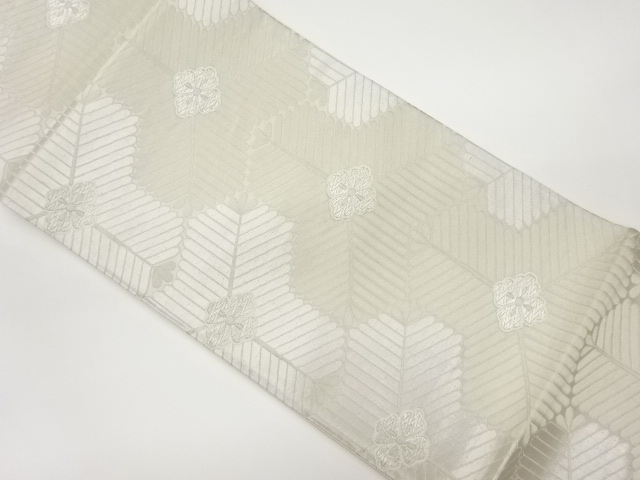 JAPANESE KIMONO / VINTAGE FUKURO OBI / WOVEN PINE NEEDLE & FLOWER RHOMBUS